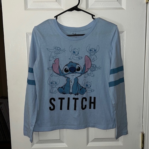 Disney Light Blue STITCH Print Long Sleeve PJ Top Size XS - Picture 1 of 5